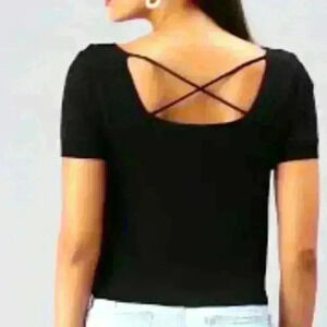 RW  & Co. Crisscross Back Black T-shirt like new - size XL